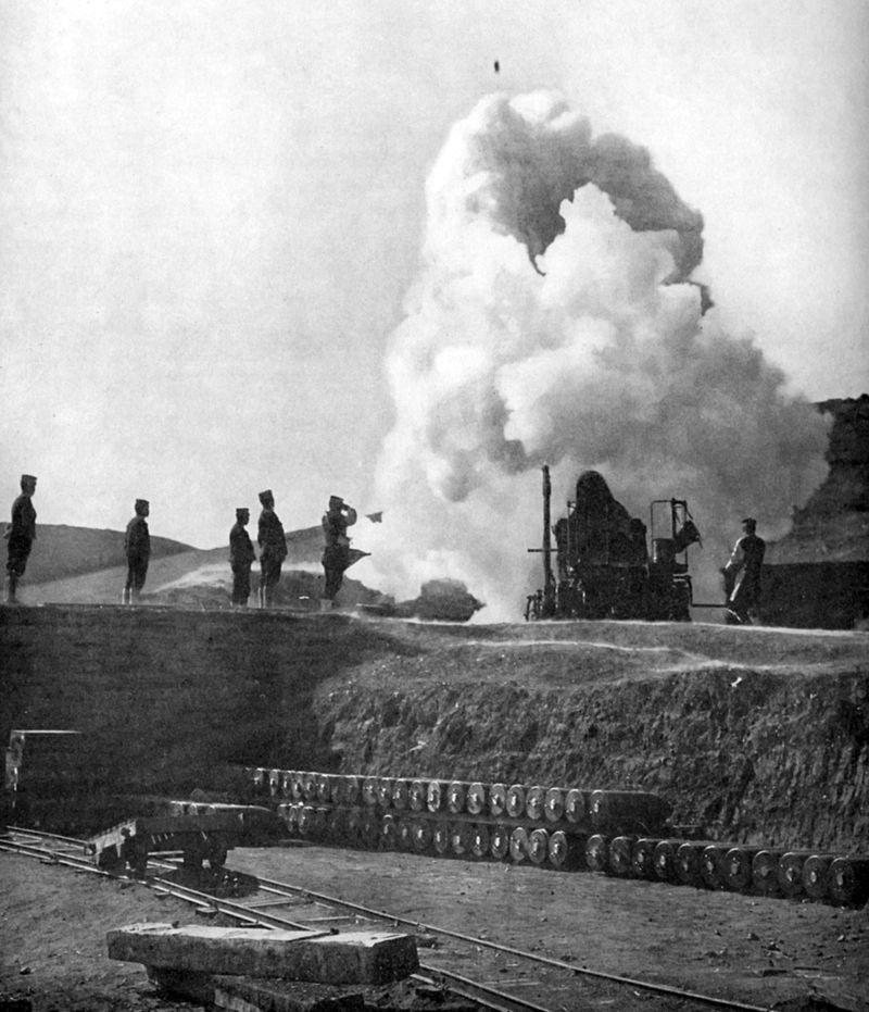 Japanese_11_inch_siege_gun_shells_Port_Stanley_1904